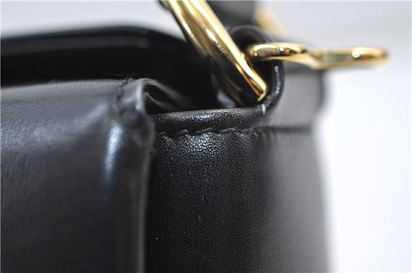 Authentic GUCCI Vintage Bamboo 2way Hand Shoulder Bag Purse Leather Black 7793E