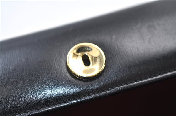 Authentic GUCCI Vintage Bamboo 2way Hand Shoulder Bag Purse Leather Black 7793E