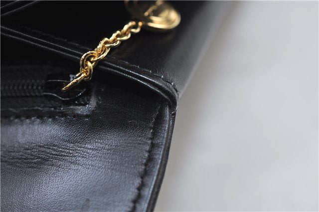 Authentic GUCCI Vintage Bamboo 2way Hand Shoulder Bag Purse Leather Black 7793E