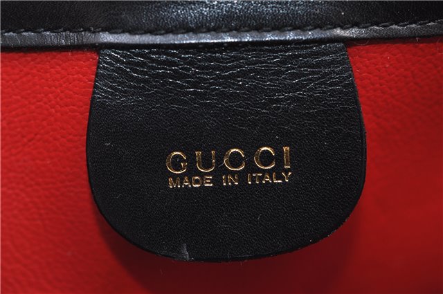 Authentic GUCCI Vintage Bamboo 2way Hand Shoulder Bag Purse Leather Black 7793E