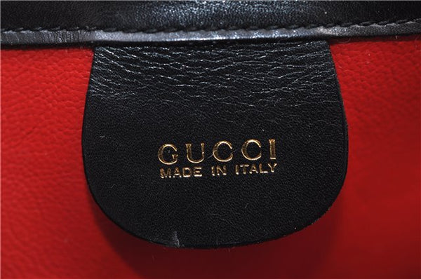 Authentic GUCCI Vintage Bamboo 2way Hand Shoulder Bag Purse Leather Black 7793E