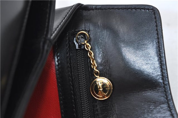 Authentic GUCCI Vintage Bamboo 2way Hand Shoulder Bag Purse Leather Black 7793E