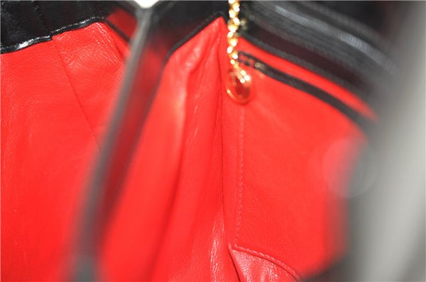 Authentic GUCCI Vintage Bamboo 2way Hand Shoulder Bag Purse Leather Black 7793E