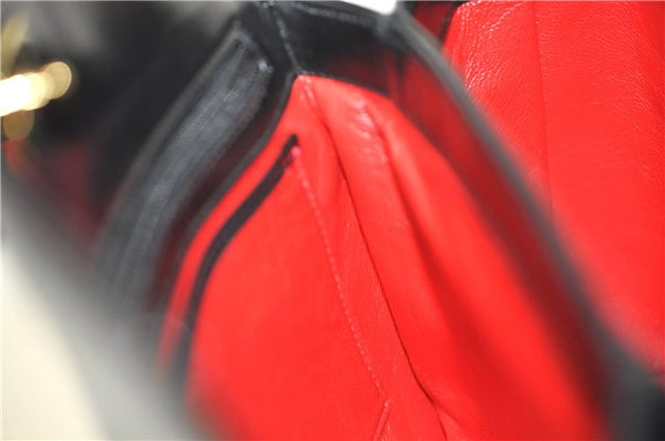 Authentic GUCCI Vintage Bamboo 2way Hand Shoulder Bag Purse Leather Black 7793E