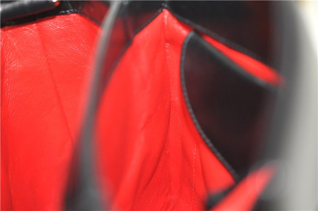 Authentic GUCCI Vintage Bamboo 2way Hand Shoulder Bag Purse Leather Black 7793E