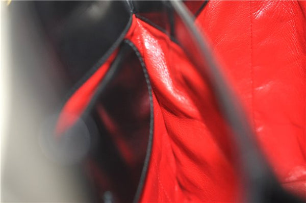 Authentic GUCCI Vintage Bamboo 2way Hand Shoulder Bag Purse Leather Black 7793E