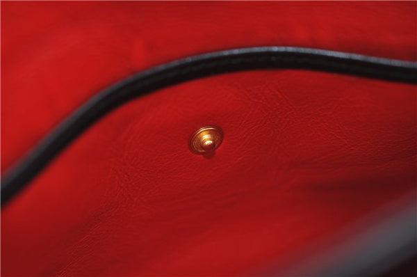 Authentic GUCCI Vintage Bamboo 2way Hand Shoulder Bag Purse Leather Black 7793E