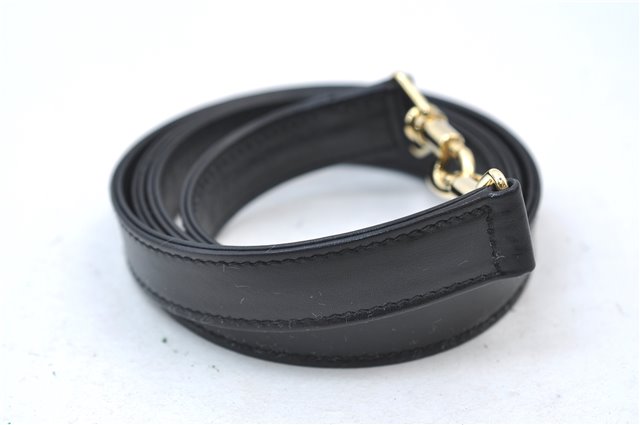 Authentic GUCCI Vintage Bamboo 2way Hand Shoulder Bag Purse Leather Black 7793E