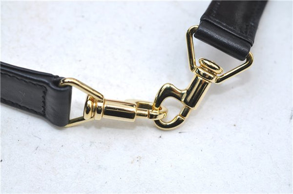 Authentic GUCCI Vintage Bamboo 2way Hand Shoulder Bag Purse Leather Black 7793E