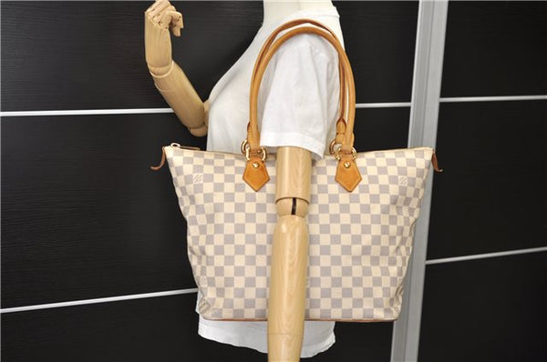 Authentic Louis Vuitton Damier Azur Saleya MM Shoulder Tote Bag N51185 LV 7795E