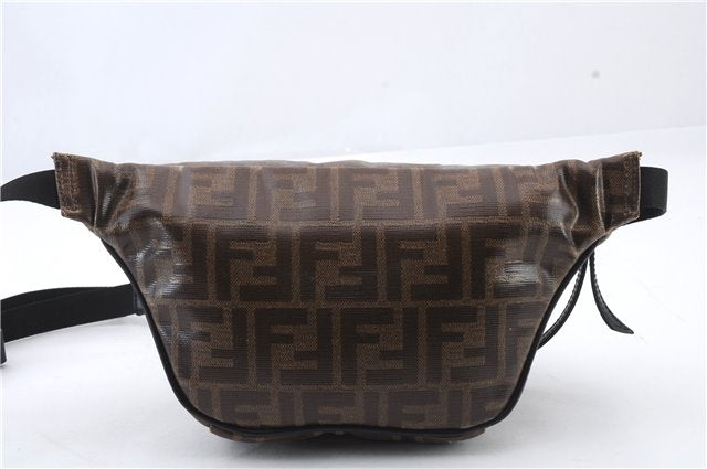 Authentic FENDI Zucca Body Waist Bag PVC Leather Brown 7796C