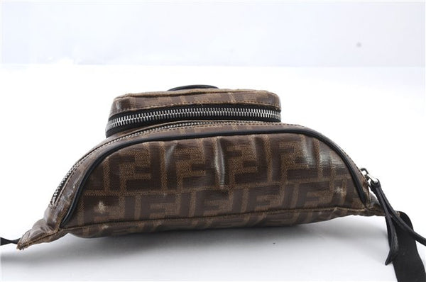 Authentic FENDI Zucca Body Waist Bag PVC Leather Brown 7796C