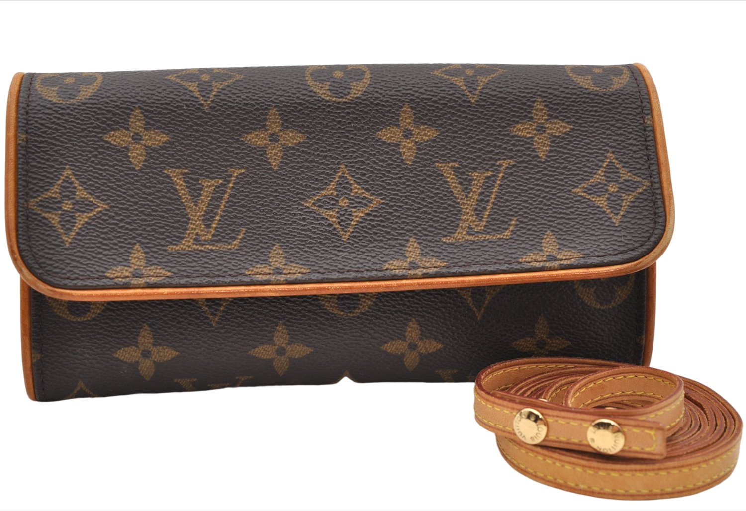 Authentic Louis Vuitton Monogram Pochette Twin PM Shoulder Bag M51854 LV 7802E