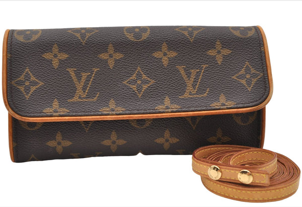 Authentic Louis Vuitton Monogram Pochette Twin PM Shoulder Bag M51854 LV 7802E