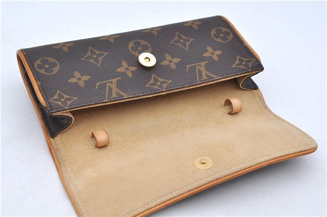 Authentic Louis Vuitton Monogram Pochette Twin PM Shoulder Bag M51854 LV 7802E