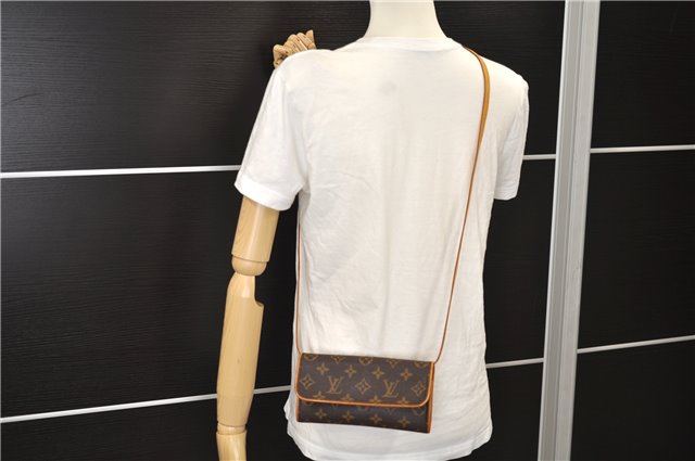 Authentic Louis Vuitton Monogram Pochette Twin PM Shoulder Bag M51854 LV 7802E