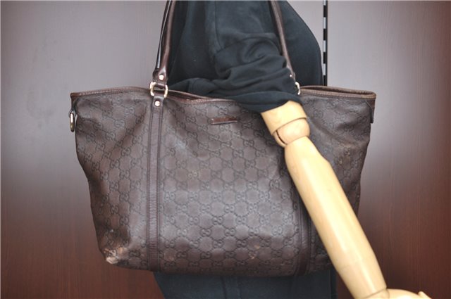 Authentic GUCCI Guccissima GG Leather Shoulder Tote Bag 197953 Brown 7804C