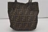 Authentic FENDI Vintage Zucca Shoulder Tote Bag Purse Nylon Leather Brown 7809I