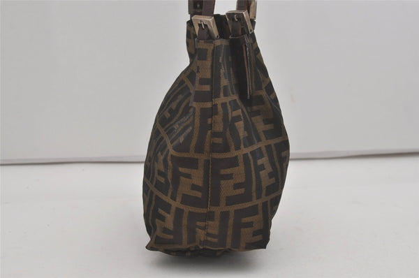 Authentic FENDI Vintage Zucca Shoulder Tote Bag Purse Nylon Leather Brown 7809I