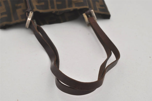 Authentic FENDI Vintage Zucca Shoulder Tote Bag Purse Nylon Leather Brown 7809I