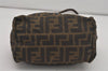 Authentic FENDI Vintage Zucca Shoulder Tote Bag Purse Nylon Leather Brown 7809I