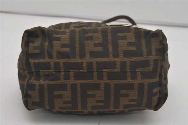 Authentic FENDI Vintage Zucca Shoulder Tote Bag Purse Nylon Leather Brown 7809I