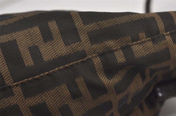 Authentic FENDI Vintage Zucca Shoulder Tote Bag Purse Nylon Leather Brown 7809I