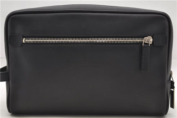 Authentic GUCCI Clutch Hand Bag Purse Leather Black 7810D