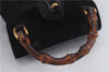 Authentic GUCCI Bamboo Backpack Suede Leather Black 7813D