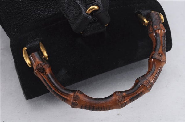 Authentic GUCCI Bamboo Backpack Suede Leather Black 7813D