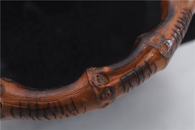 Authentic GUCCI Bamboo Backpack Suede Leather Black 7813D