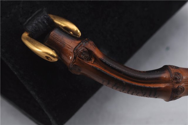 Authentic GUCCI Bamboo Backpack Suede Leather Black 7813D