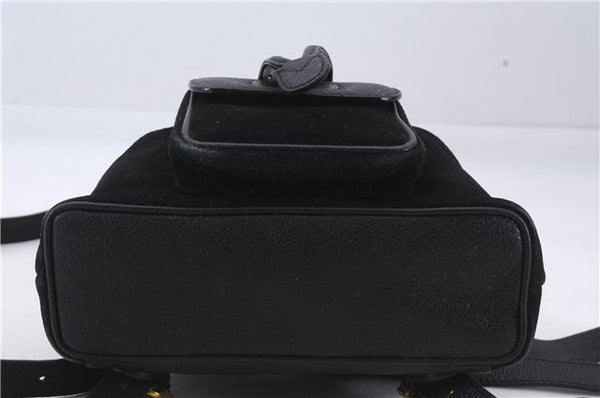 Authentic GUCCI Bamboo Backpack Suede Leather Black 7813D