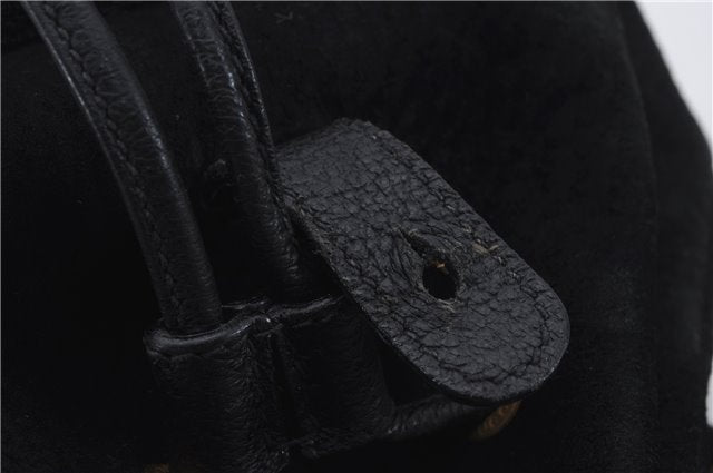 Authentic GUCCI Bamboo Backpack Suede Leather Black 7813D