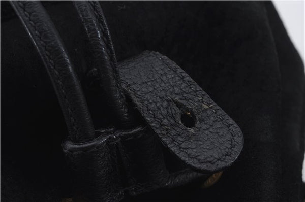 Authentic GUCCI Bamboo Backpack Suede Leather Black 7813D