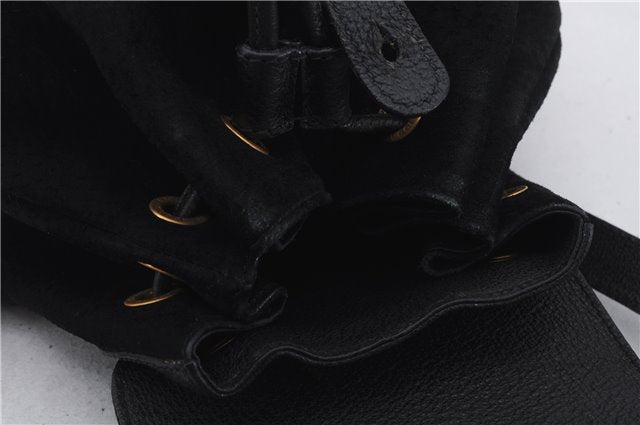 Authentic GUCCI Bamboo Backpack Suede Leather Black 7813D