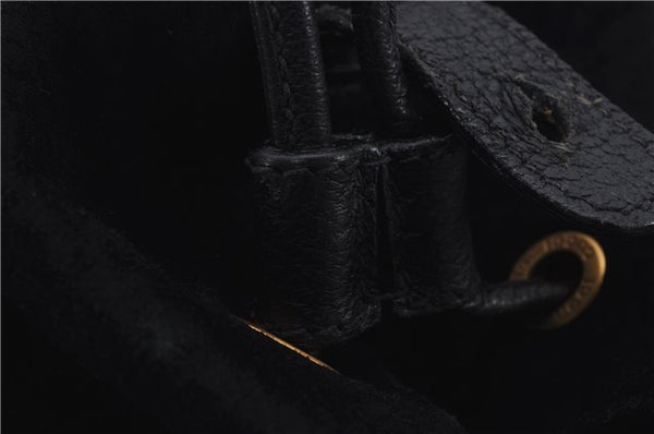 Authentic GUCCI Bamboo Backpack Suede Leather Black 7813D