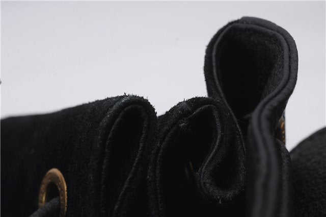 Authentic GUCCI Bamboo Backpack Suede Leather Black 7813D