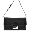 Authentic FENDI Mamma Baguette Shoulder Bag Purse Jersey Leather Black 7813I