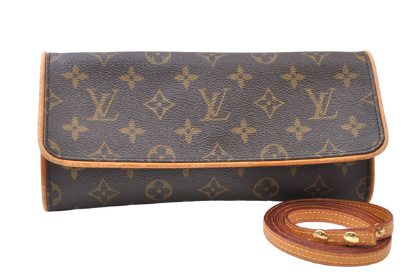 Authentic Louis Vuitton Monogram Pochette Twin GM Shoulder Bag M51852 LV 7814E