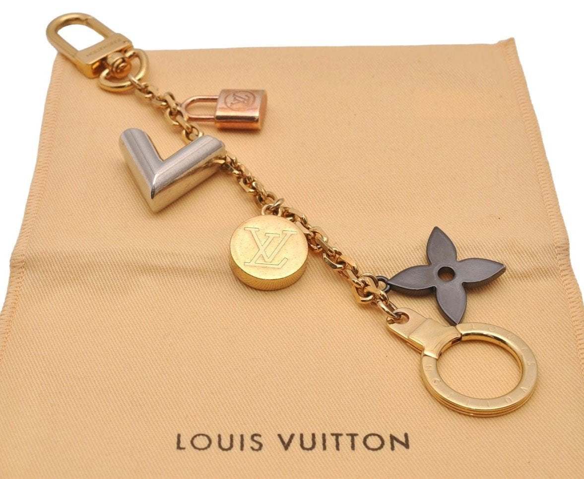 Authentic Louis Vuitton Chaine Kaleido V Bag Charm Gold Silver M67379 LV 7815I