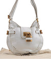 Authentic Chloe Vintage Paddington Leather Shoulder Cross Body Bag White 7817I