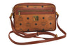 Authentic MCM Visetos Leather Vintage Shoulder Cross Body Bag Brown 7818D