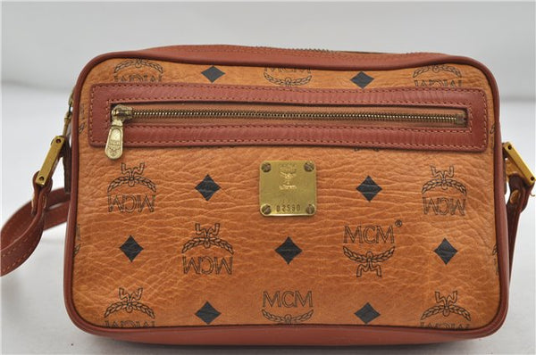 Authentic MCM Visetos Leather Vintage Shoulder Cross Body Bag Brown 7818D