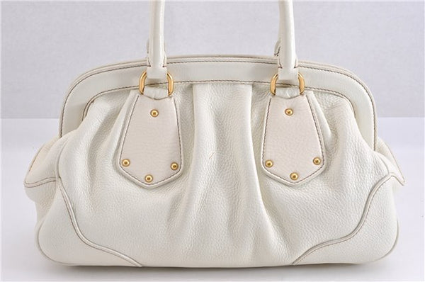 Authentic PRADA VIT DAINO Leather Nappa Shoulder Hand Bag BN1529 White 7819F