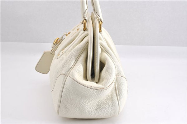 Authentic PRADA VIT DAINO Leather Nappa Shoulder Hand Bag BN1529 White 7819F