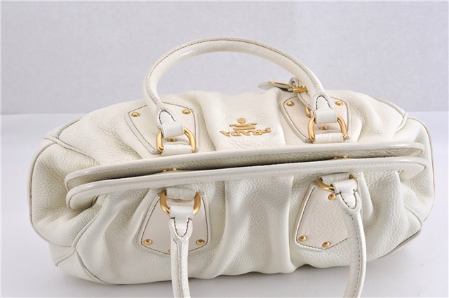 Authentic PRADA VIT DAINO Leather Nappa Shoulder Hand Bag BN1529 White 7819F