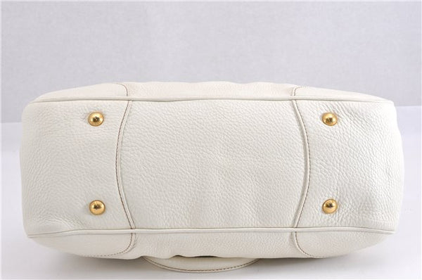 Authentic PRADA VIT DAINO Leather Nappa Shoulder Hand Bag BN1529 White 7819F