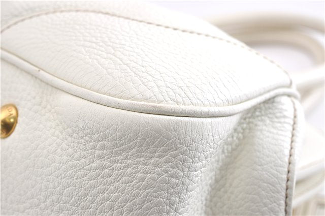 Authentic PRADA VIT DAINO Leather Nappa Shoulder Hand Bag BN1529 White 7819F