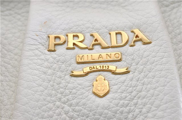 Authentic PRADA VIT DAINO Leather Nappa Shoulder Hand Bag BN1529 White 7819F